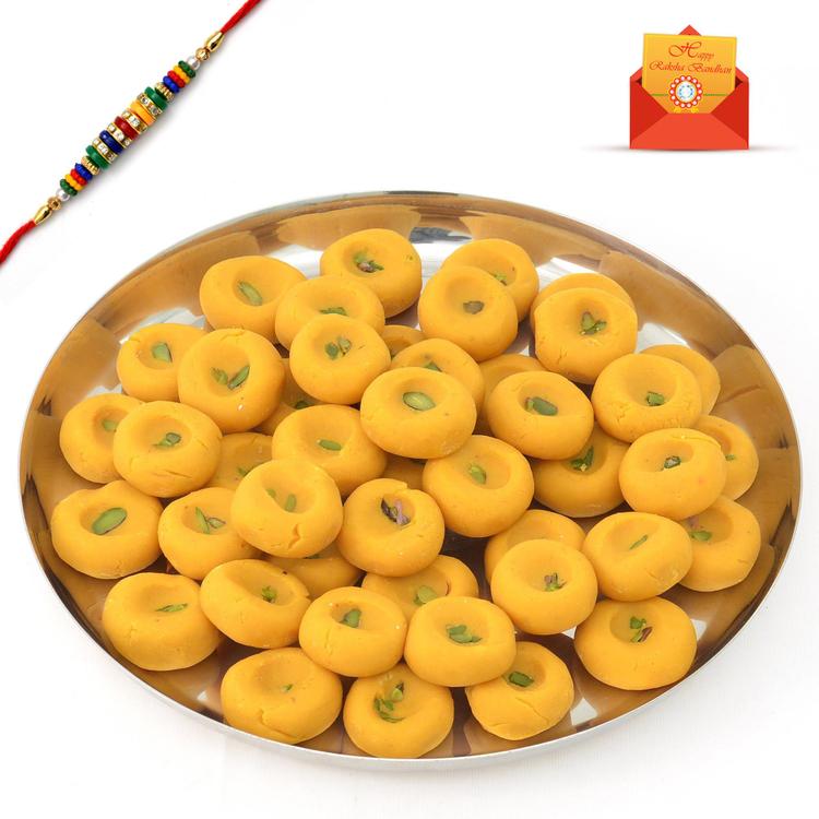 Thali of Kesaria Peda & Rakhi