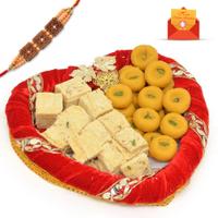 Combo Of Sohan Papdi & Kesaria Peda, Rakhi