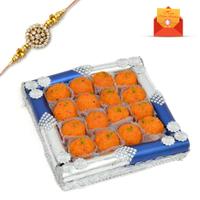 Motichoor Laddoo In Tray, Rakhi