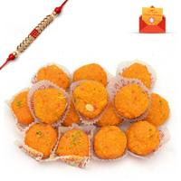 Rakhi Express - Tasty Motichur Laddu with Rakhi