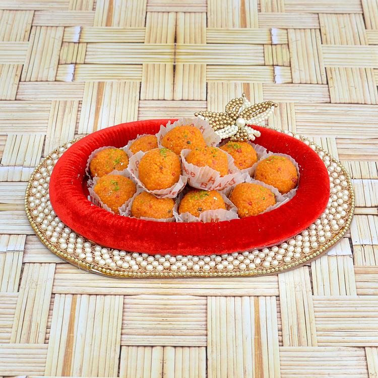 Laddoo in Red Thali Same Day