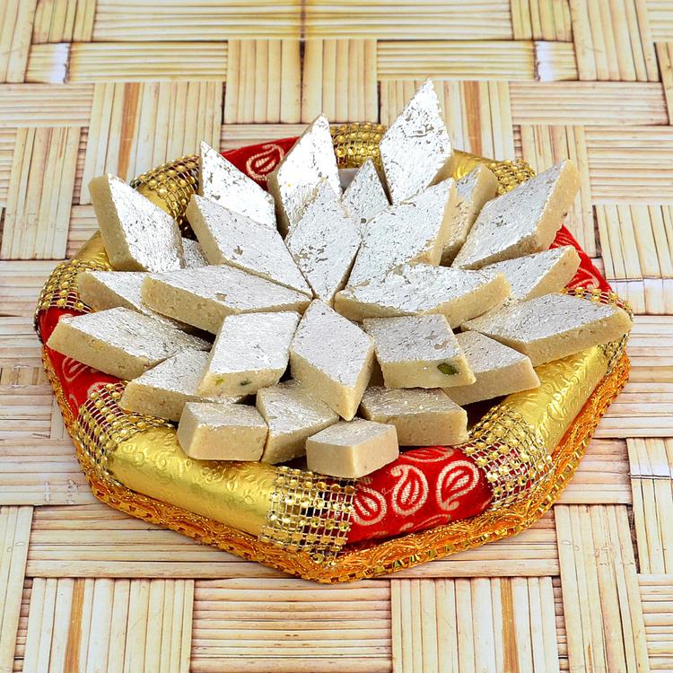 Kaju Barfi with Golden Thali
