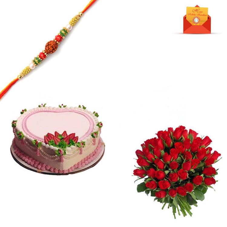Charming Roses and Cake & Rakhi