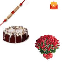 Bunch of Roses, Chocolate Cake & Rakhi