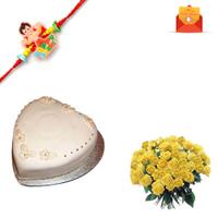 Rakhi Express - Attractive Roses and Cake with Rakhi