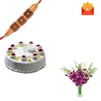 Rakhi Express - Orchids with Cake and Rakhi