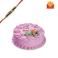 Rakhi Express -Strawberry Cake with Rakhi