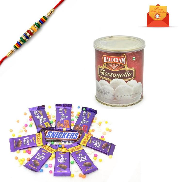 Rasgulla with Chocolates & Rakhi