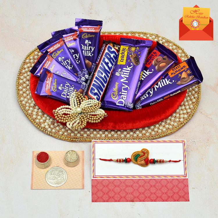 Dairy Milk & Snickers Thali with Rakhi