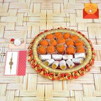 Laddu and Roll Rakhi Express Sweets Thali