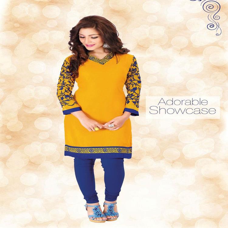 Straight Kurti with JaalWork & Yellow Color
