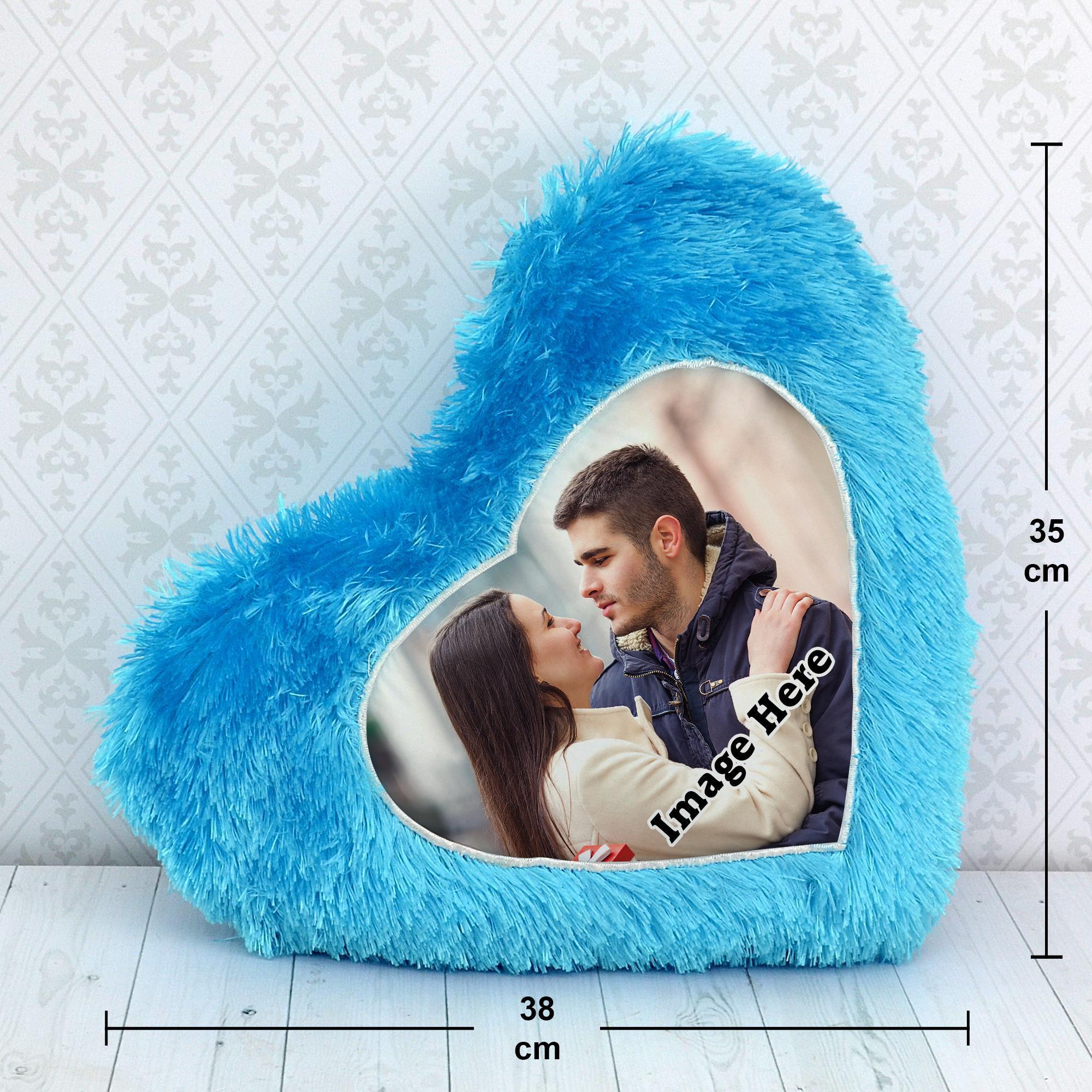 Personalized Blue Heart Pillow Valentine, Husband