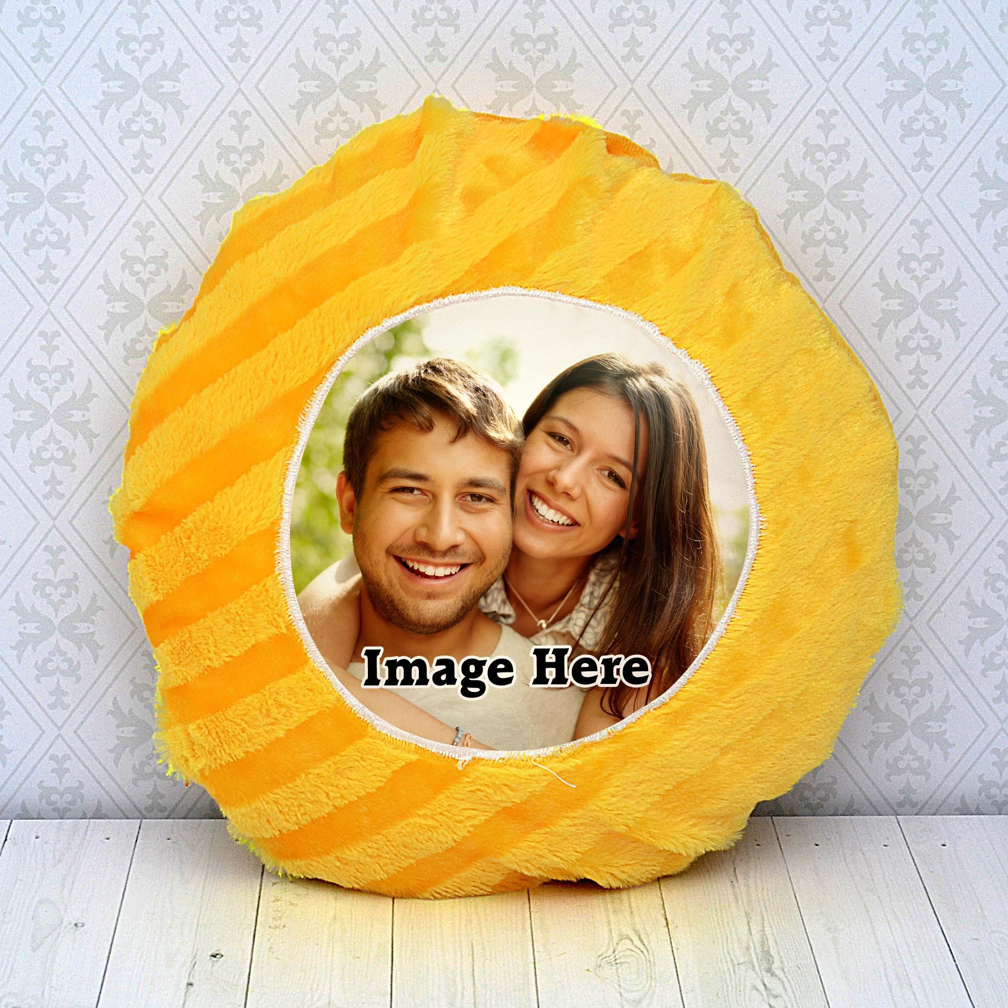 Personalized Round Yellow Pillow, Personalized Pillows