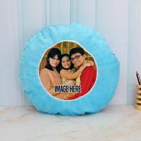 Blue Round Personalized Pillow