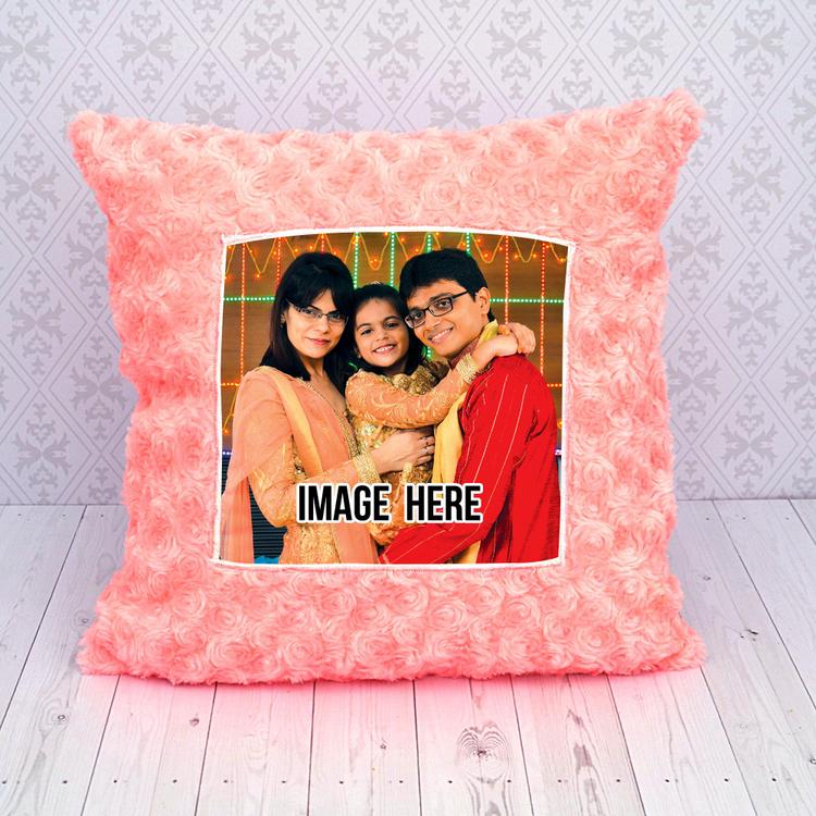 Personalized Pink Rose Square Pillow