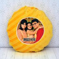 Personalized yellow Round Pillow