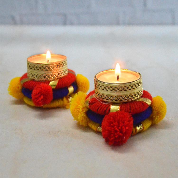 Set of 2 Pom Pom Diya