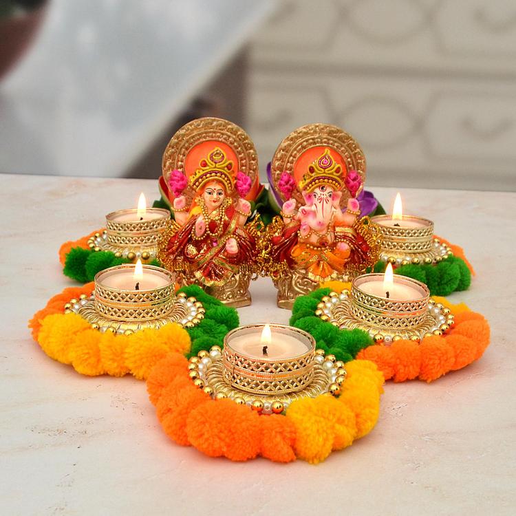 Mitti Laxmi Ganesh with Multicolor Diya