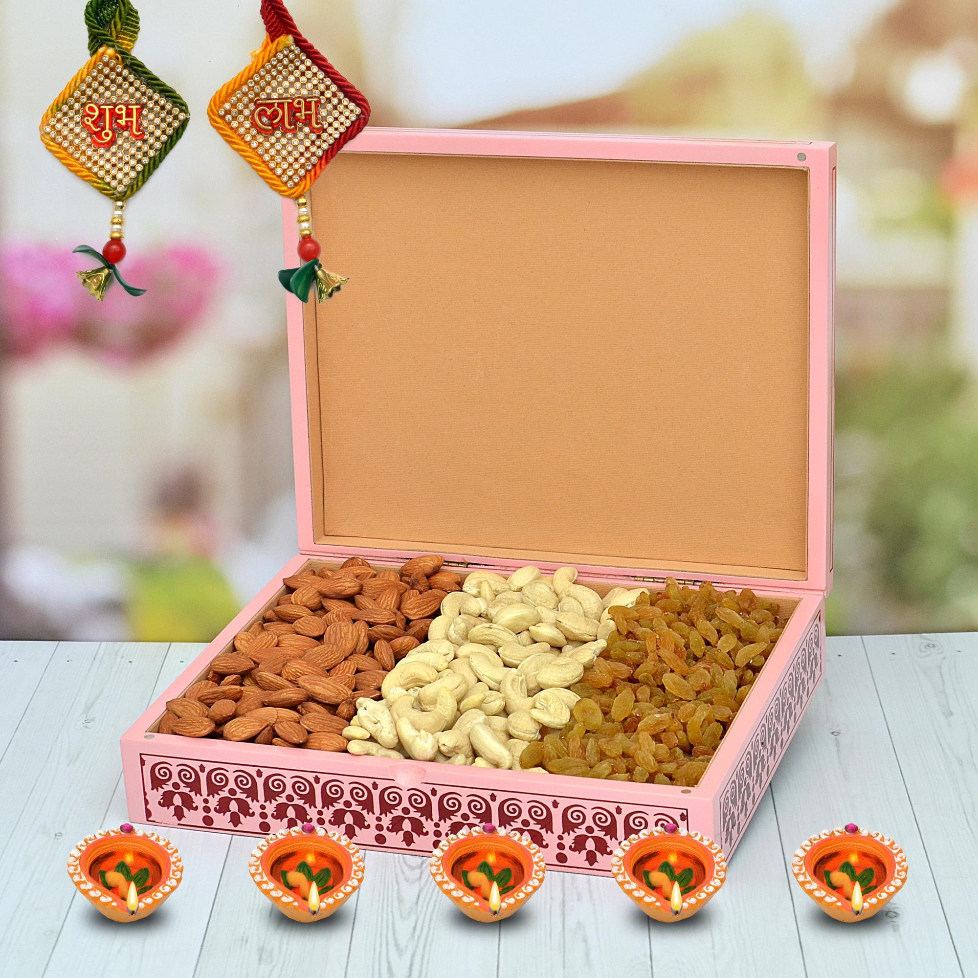 Diwali Dry Fruits Hamper 750gm Kaju, Almond, Raisins in a Box, Diwali Gifts