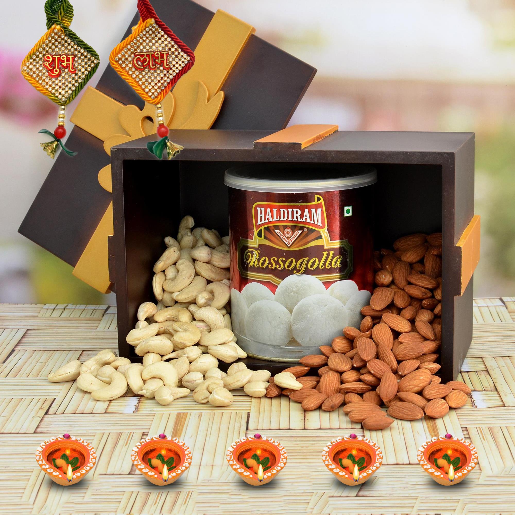 Haldiram Rasgulla, 200gm Dry Fruit & a Box Diwali Gifts