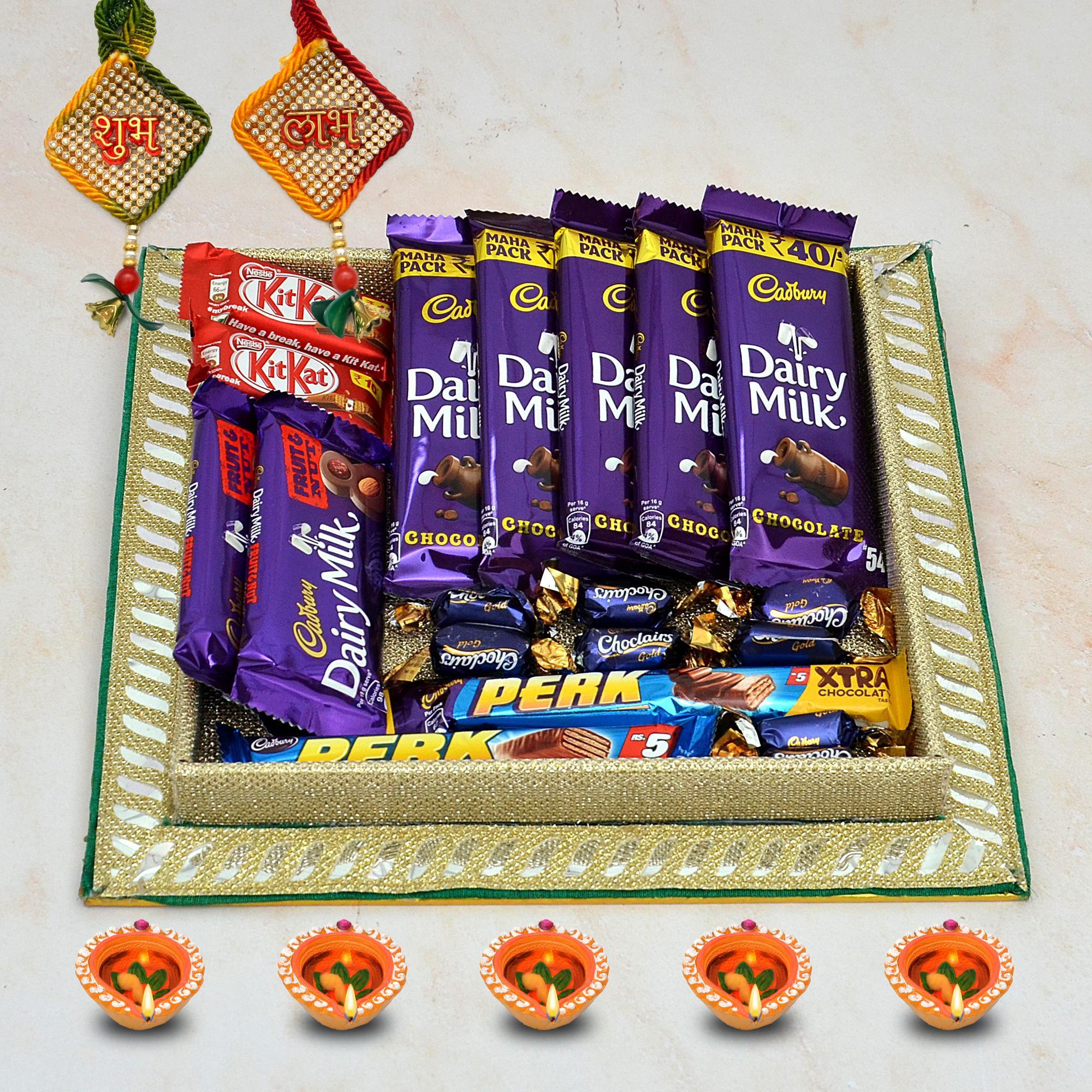 Diwali Choco Thali with Kit Kat & Dairy Milk Diwali Gifts