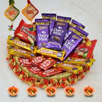 Dairy Milk, Kit Kat & Five Star in a Thali