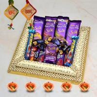 7 pcs Dairy Milk, 2 Perk in a Thali