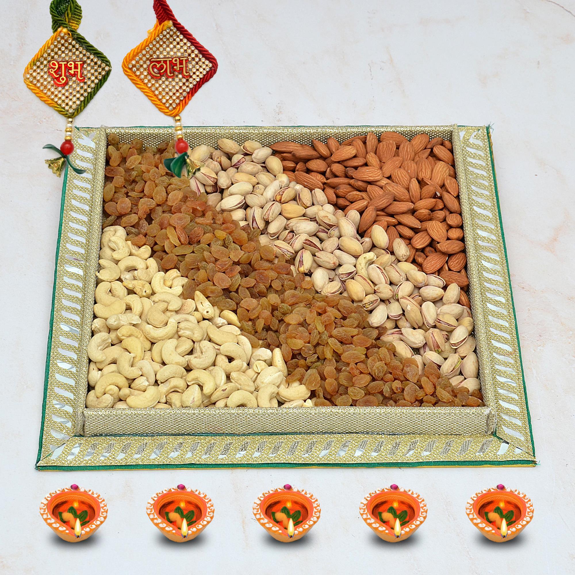 Diwali Dry Fruit Thali 1 Kg Dry Fruits in a Thali Diwali Gifts