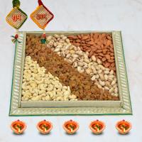 Diwali Dry Fruit Thali - 1 Kg Dry Fruits in a Thali