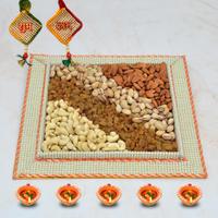 Diwali Dry Fruit Thali - 1kg Dry Fruits with Thali