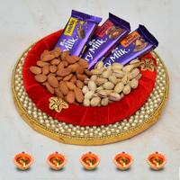 200gm Dry Fruits, Dairy Milk in a Thali