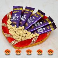 100gm Kaju, Dairy Milk in a Thali