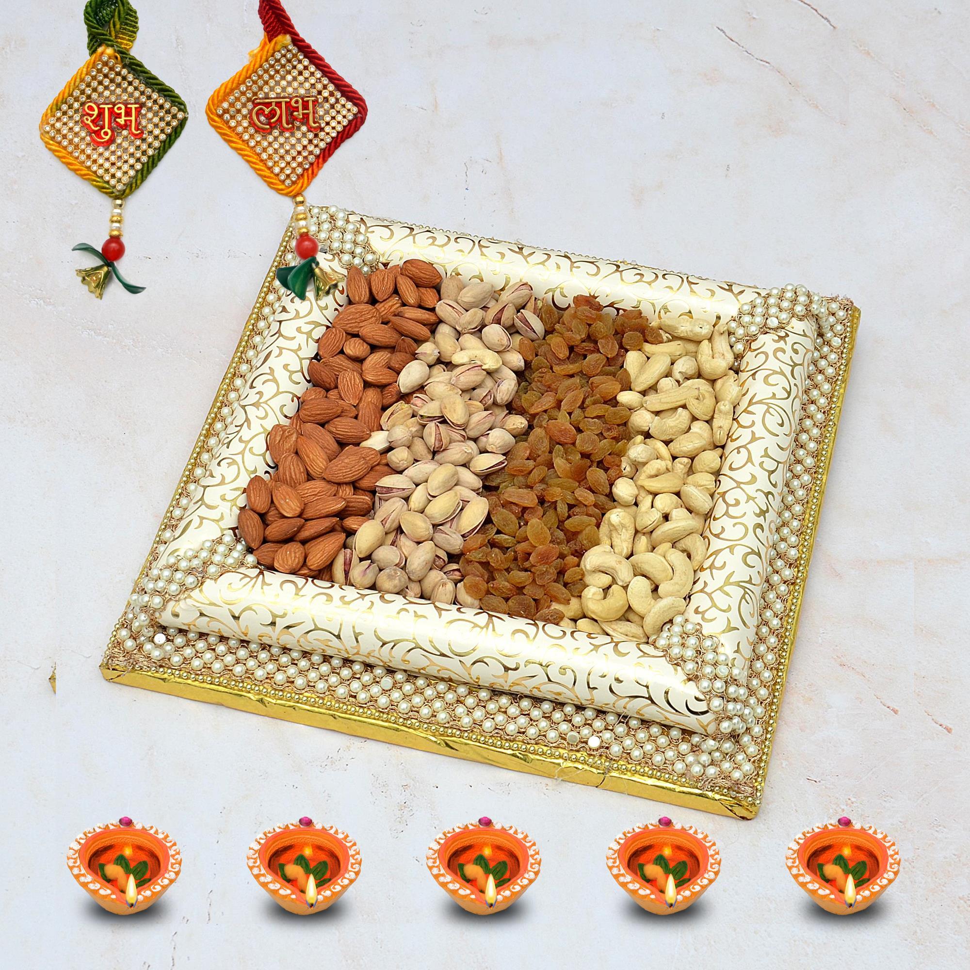 Diwali Dry Fruit Thali 400gm Mixed in a Thali Diwali Gifts