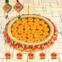 Diwali Sweets Thali - Kaju Barfi with Thali