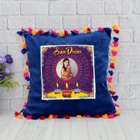 Deep Blue Diwali Personalized Pillow