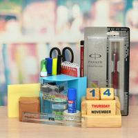 Desk Organizer Items with Desk Calendar