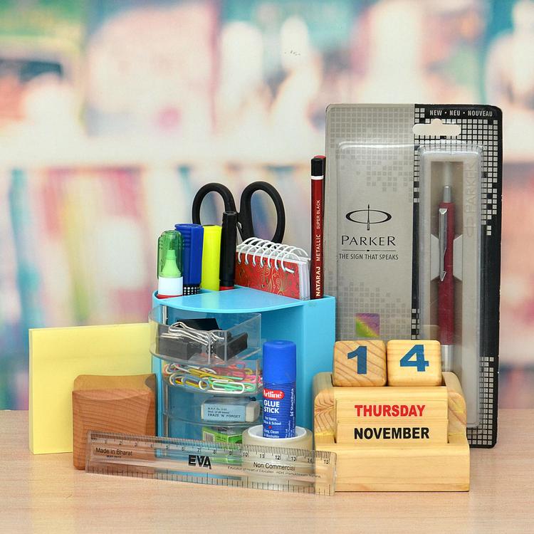 Desk Organizer Items with Desk Calendar