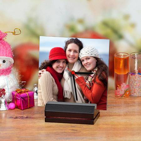 Wooden Photo Frame with Clock