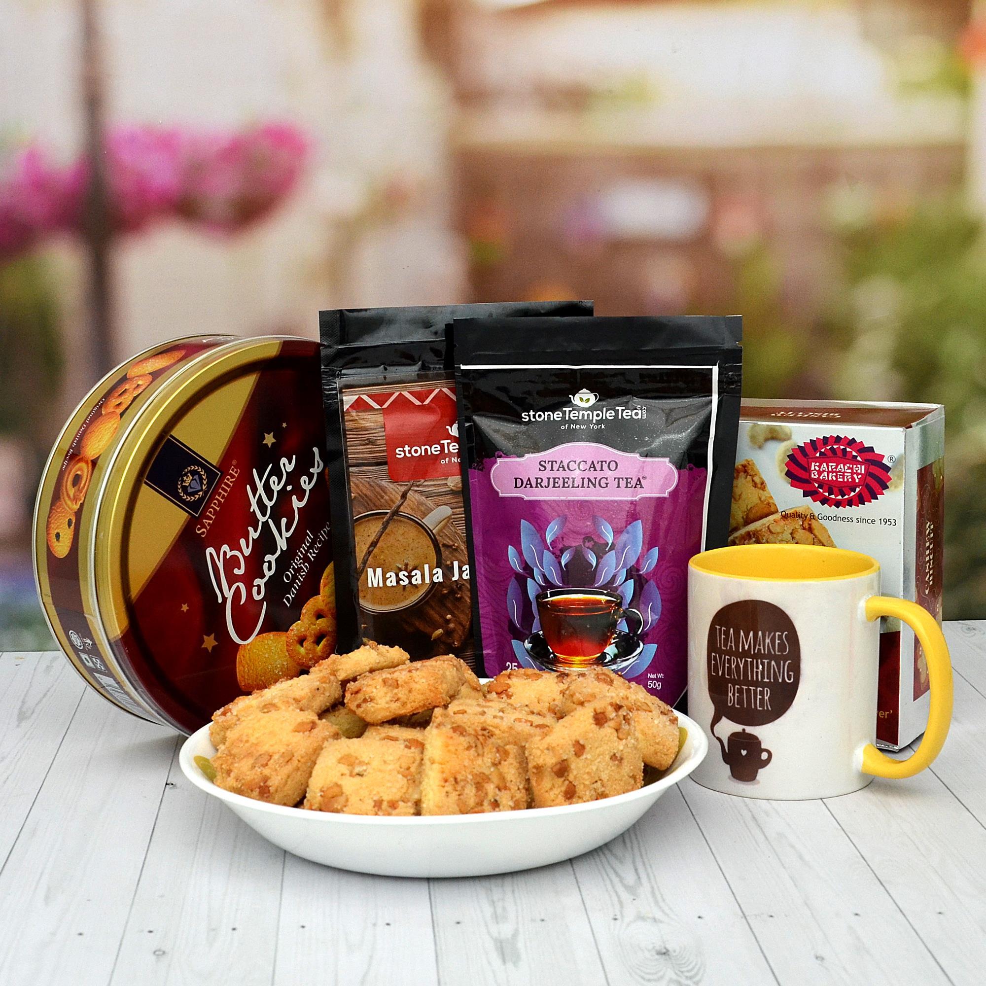 Karachi Biscuits, Tea, Butter Cookies & Mug Gift Baskets