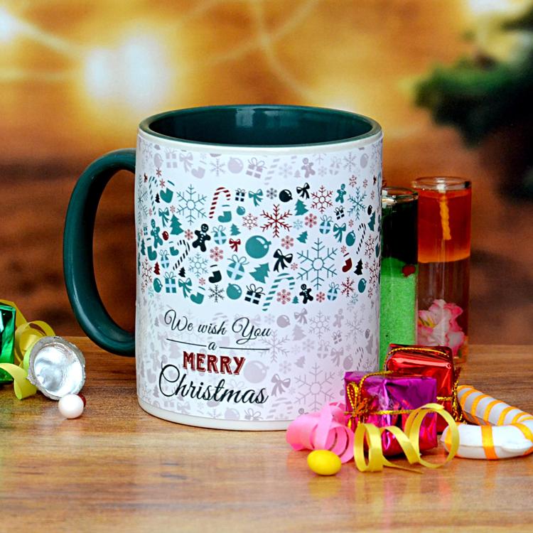 Inner Green Merry Christmas Mug