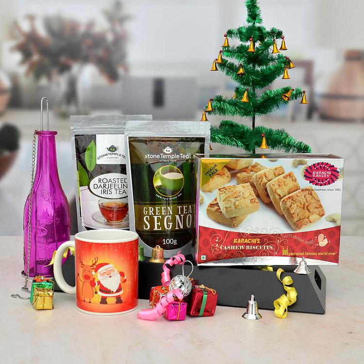 Tea, Karachi Biscuits, Mug with Christmas Tree