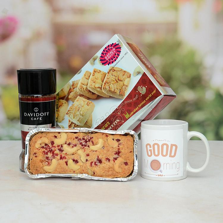 Cashew Biscuit with Dry Fruits Cake & Coffe