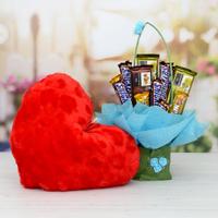 Chocolates Bouquet with Heart Shape Soft Toys