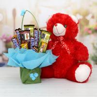 Chocolates Bouquet with Big Red Teddy Bear