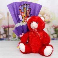 Chocolate Bouquet with Red Teddy