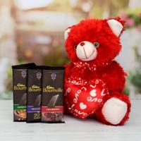 Red Teddy with 3 pcs Bournville