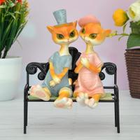 Cute Cat Couple On Bench