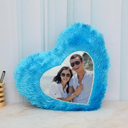 Blue Personalized Heartshape Pillow