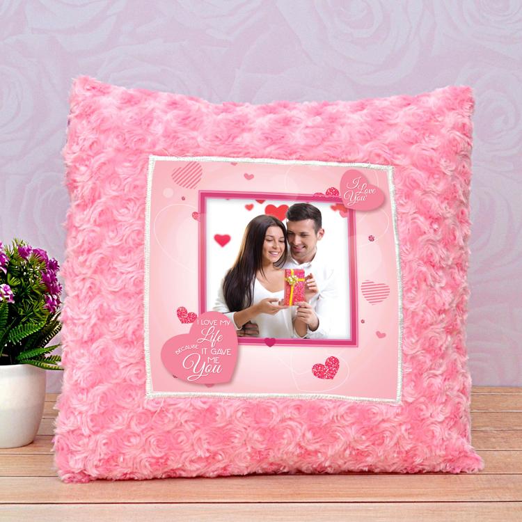 Pink Rose Personalized Heartshape Pillow