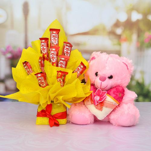 Kit Kat Bouquet with Teddy
